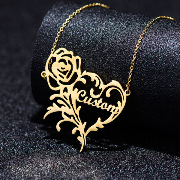 Personalized Name Necklace,Personalised Rose Name Jewelry for Mom