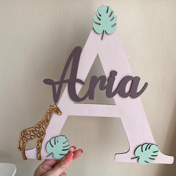 Personalised Jungle name sign. Bedroom door name sign