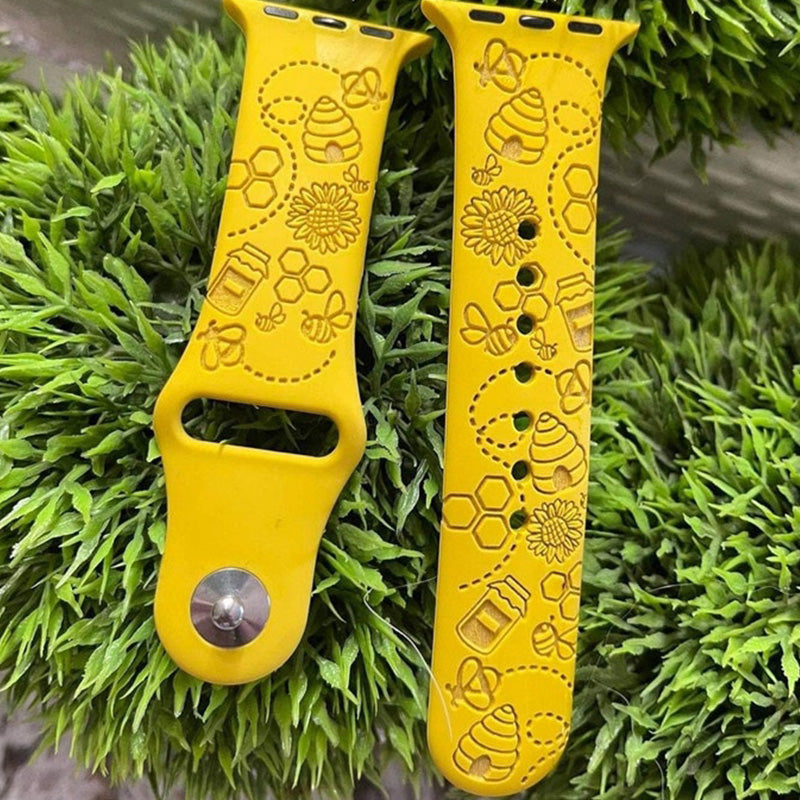 Honey Bee, bumblebee, beehive Watch Band , Laser Engraved