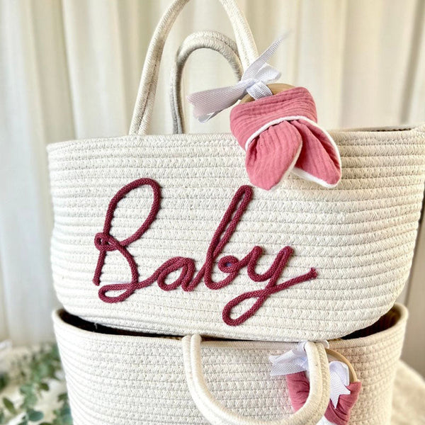 Cotton Woven Rope Personalized Baskets Customized Baby Shower Gift Package Boxes Baskets