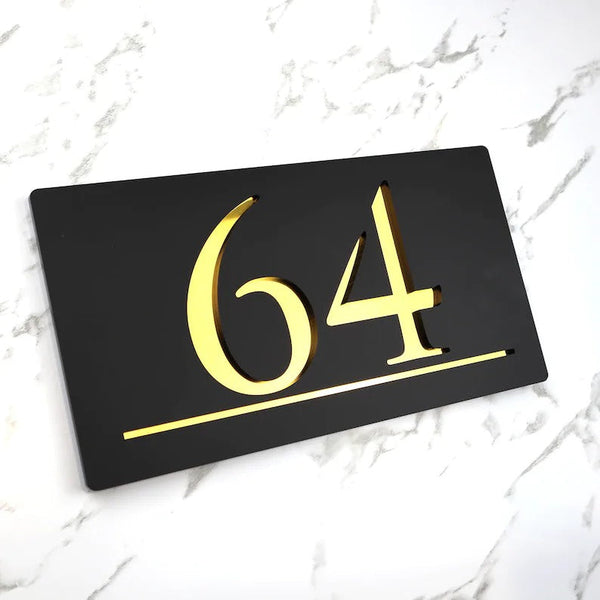 Laser Cut Matt White & Black Mirror Floating House Number Signs Door Address