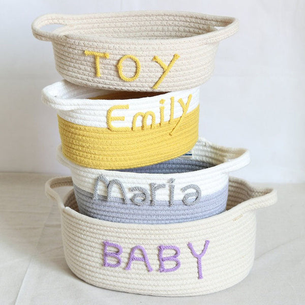 Cotton Woven Rope Personalized Baskets Customized Baby Shower Gift Package Boxes Baskets