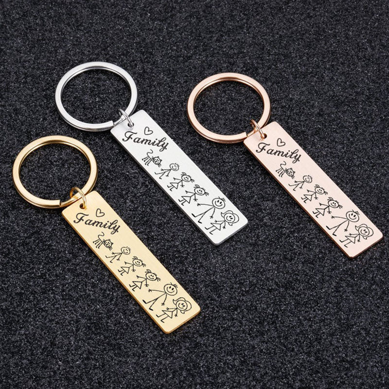 Personalized Custom Family Keychain, Pattern Members Custom Keychain