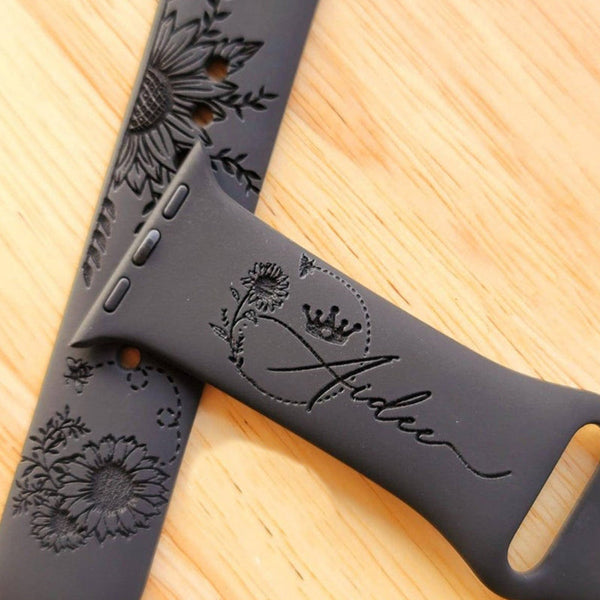 Sunflower Engraved Watch Band  for Apple, Samsung