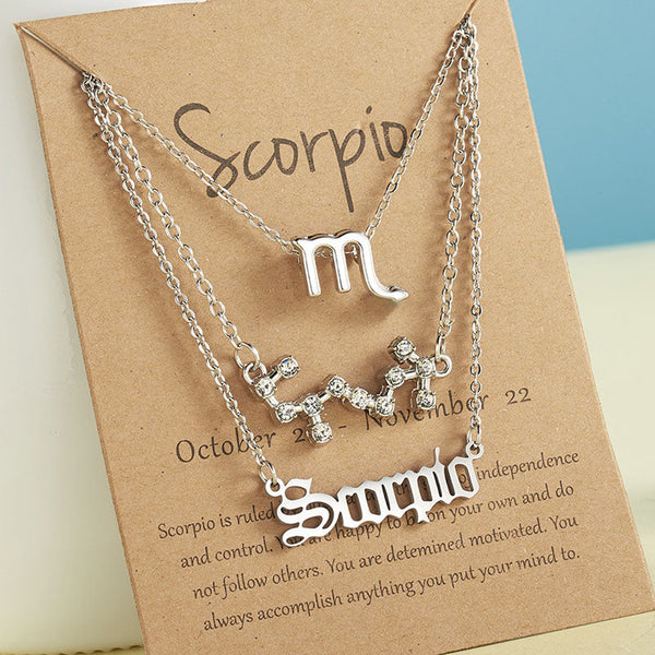 12 Constellation Zodiac Pendant Horoscope Necklace Astrology Necklace