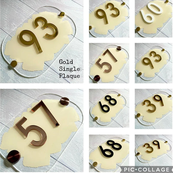 House Sign, mirror door number plaque, Personalised with Cream paint.