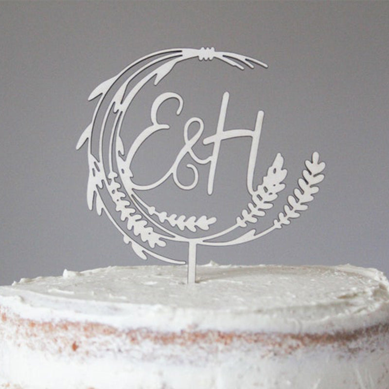 Rustic Wedding Cake Topper, Natural Wedding Topper, Monogram Wedding Topper