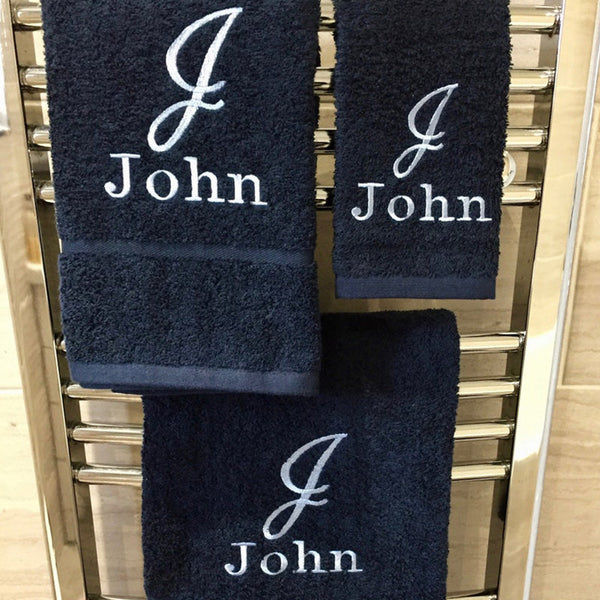 Simple Script Monogram Towels,  Embroidered Bath, Hand and Face Cloths, Personalized Face Cloths Hand and Bath towels