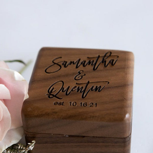 Personalized Wedding Ring Box, Wood Ring Box, Engagement Ring Box