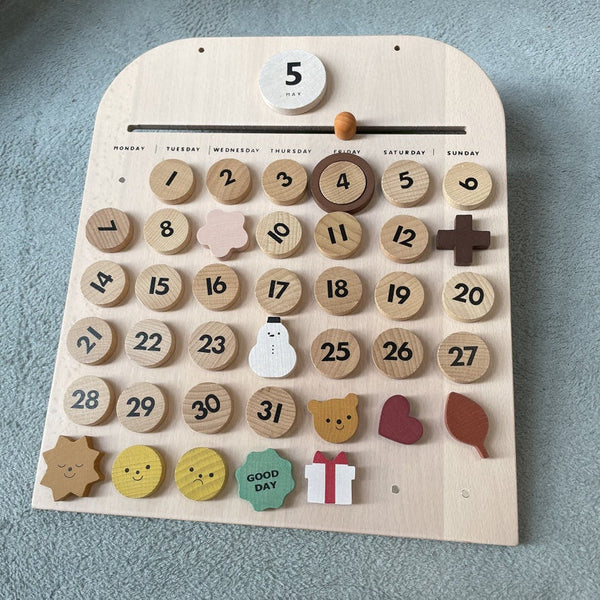 Natural Wooden Calendar-Perpetual Calendar | Home Calendar | Montessori Calendar