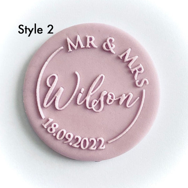 Custom Wedding Names and Date Cookie Stamp. Wedding Fondant Biscuit Decorating