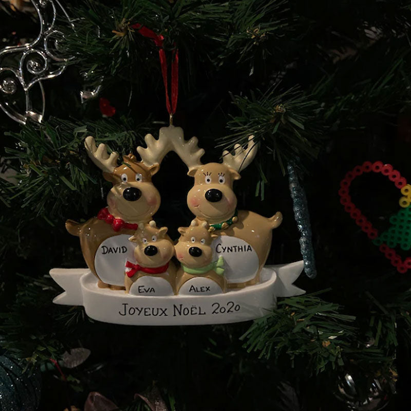 Personalized Reindeer Family Ornament Custom Handwritten Names