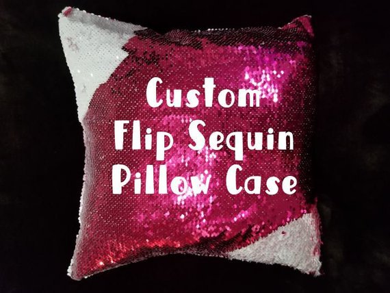 Dump Truck Custom Mermaid Pillow Two Tone Sequin Flip Throw Pillow - Construction Vehicle