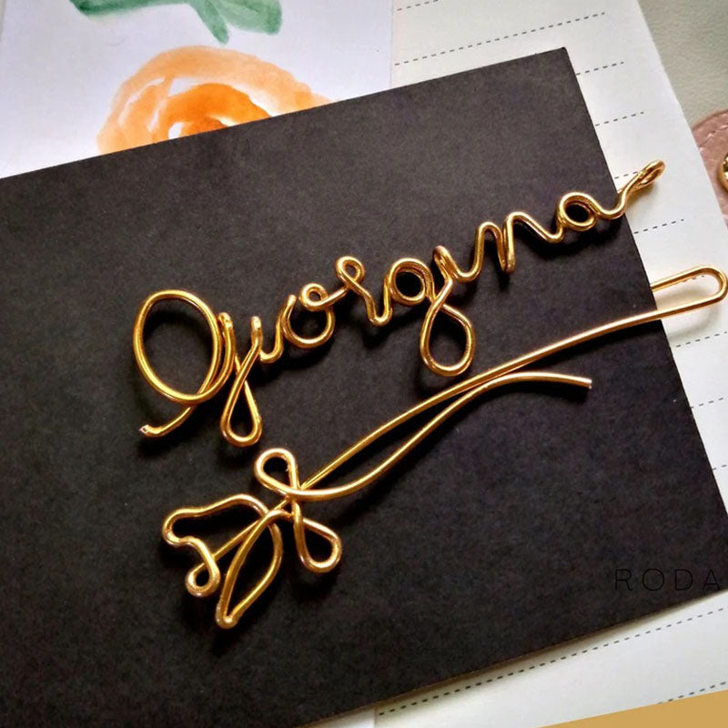 Wire Name Bookmark with Rose Flower Accent, Customized Name Paperclip