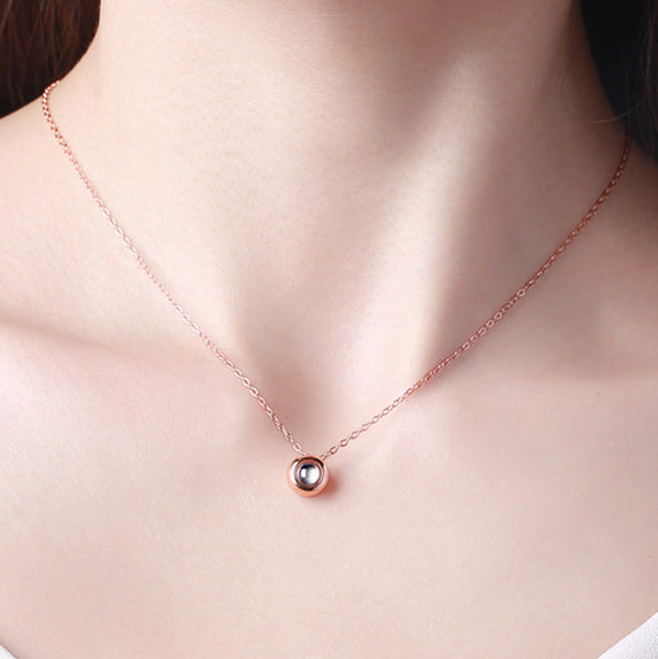 Projection Photo Necklace in Gold / Silver / Rose Gold, Minimalist Dainty Tiny Charm Picture Small Photo Couples