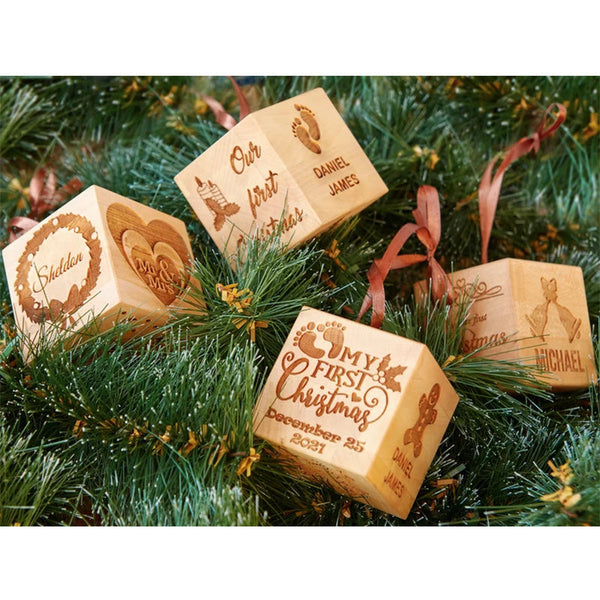 Personalized Wooden Christmas Tree Ornaments, Babys First Christmas Ornament