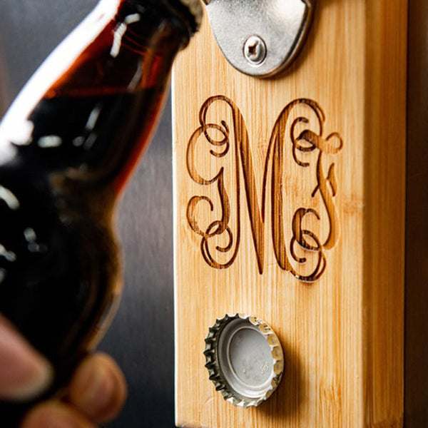 Personalized Bottle Opener Magnetic Fridge Mount- Name Monogram Message Quote