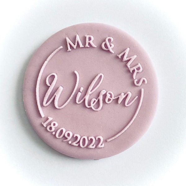 Custom Wedding Names and Date Cookie Stamp. Wedding Fondant Biscuit Decorating