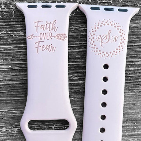 Faith over Fear  Engraved Watch Band for Apple, Samsung