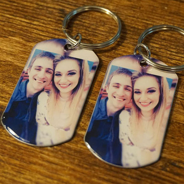 2 photo keychains, personalized photo keychains, custom photo keychains for your lover, friends and family