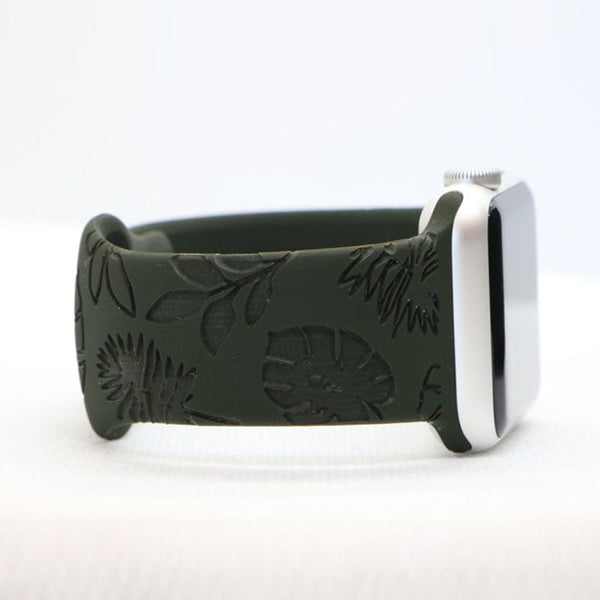 Leaves Engraved Silicone Apple Watch Band Strap