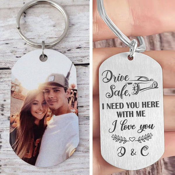 Drive safe, I need your company, personalized keychain, anniversary gift for him, custom photo