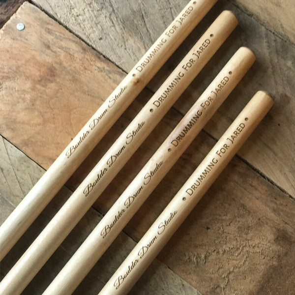 Pair of Custom Engraved Drum Sticks - Any name, Any Message, Personalised, Birthday, Best Man, Musician 5A Size