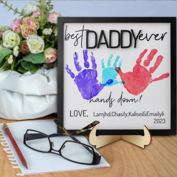 Best Dad Ever Hand Down,Personalized Fathers Day Gift,Custom Family Name Sign