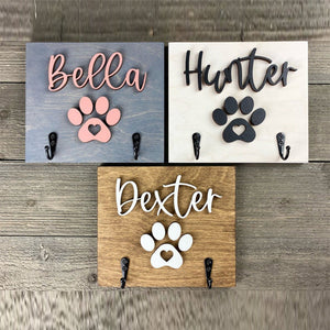 Personalized Leash Holder, Dog Paw Print Leash Holder, Dog Lover Gift, Housewarming Pet Gift