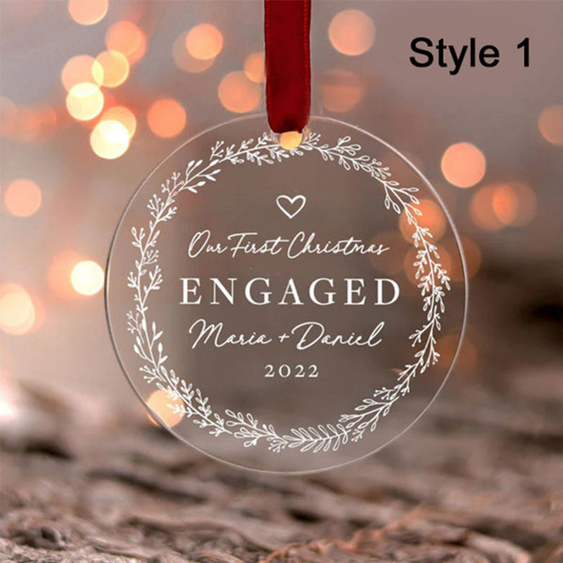 Our First Christmas Engaged Ornament Custom Name Engagement Gifts