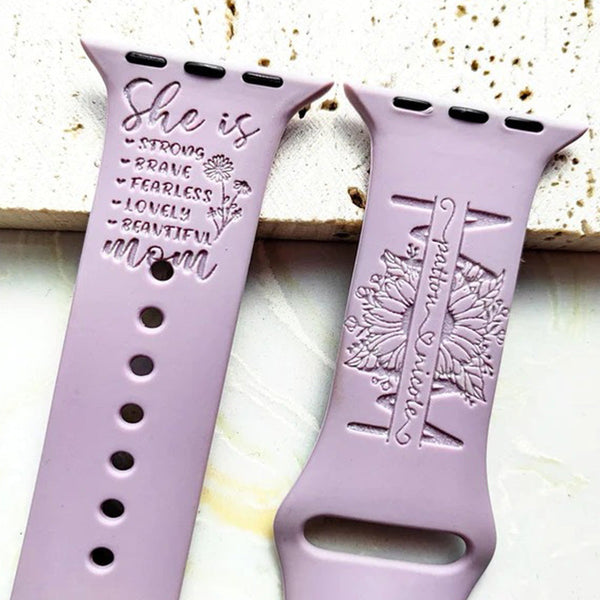 Custom Mother's Day Mom Sunflower Silicone Engraved Watch Band,Personalize Blessed Mom She is Mom watch band women,Funny gift for mom