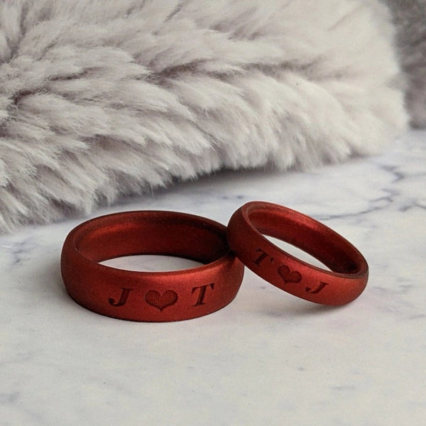 Engraved Silicone Ring for Men Women, Personalized Silicone Wedding Ring His Hers Silicone Wedding Band Engagement Husband Gift Him Fiance