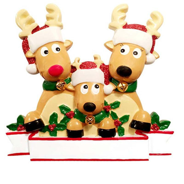 Personalized Reindeer Family Ornament 2021 Family Xmas Moose Decor