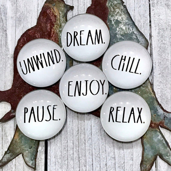 Black White Magnets, Word Quote Magnets,  Strong Refrigerator Magnets