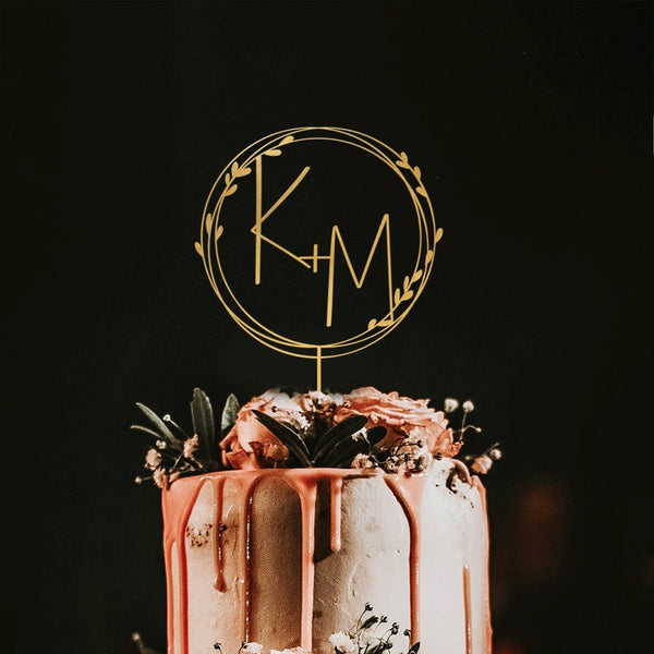 Gold monogram wedding cake topper Personalized,Custom initials cake topper,Mr and Mrs cake topper