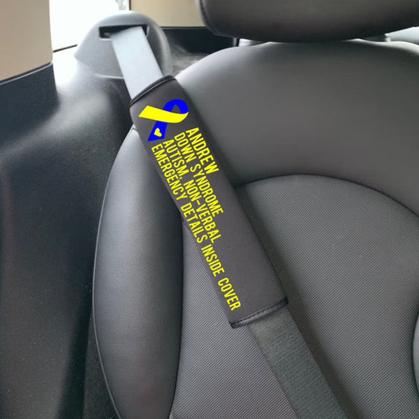 Down Syndrome Medical Alert Seatbelt Cover Set of 2