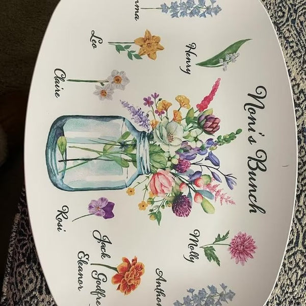 Birth Month Flower Plate, Personalized Family Platter