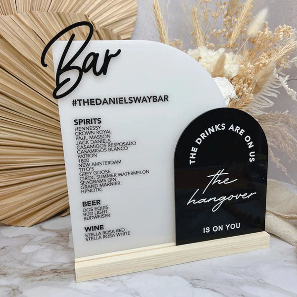 Double Arch Bar Menu - 3D Bar Writing | Wedding Decor