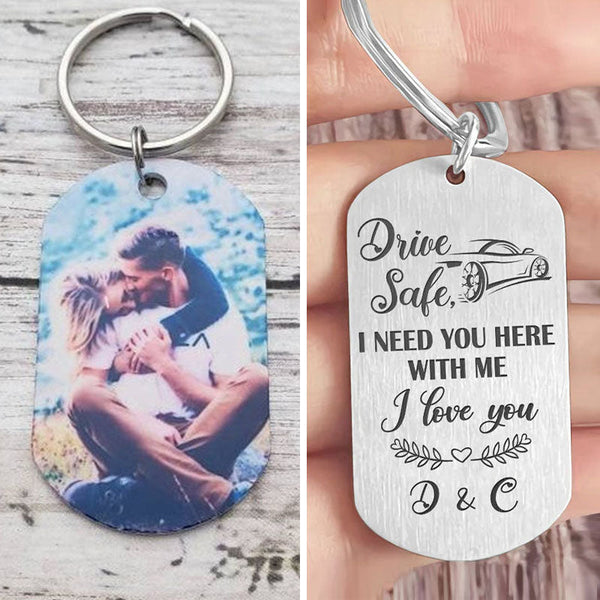 Drive safe, I need your company, personalized keychain, anniversary gift for him, custom photo