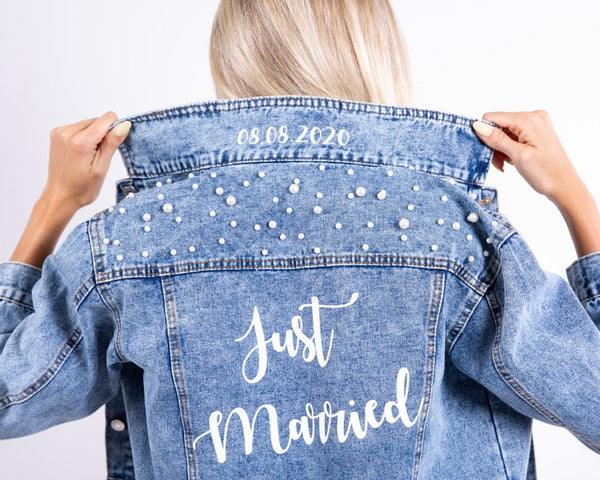 Custom Bridal Jacket, Custom Pearl Denim Jacket Future Mrs, Custom jacket, Wedding jackets, Wifey jacket, Bridal Jacket