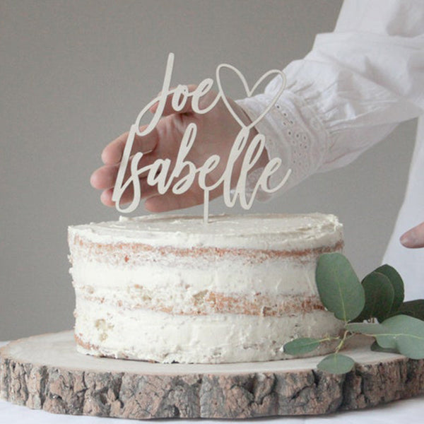 Wedding Cake Topper With Heart And First Names, Heart Topper, Love Heart Wedding Topper