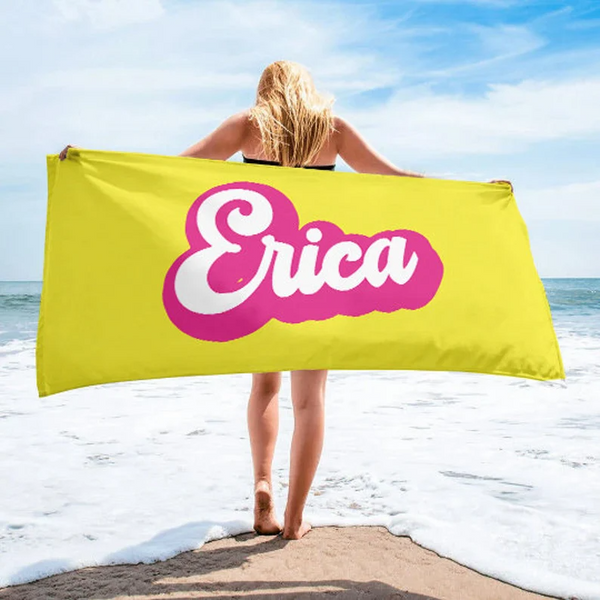 RETRO Style Personalized Beach Towel Personalized Name Bath Towel Custom Pool Towel Beach Towel With Name Outside Birthday Vacation Gift