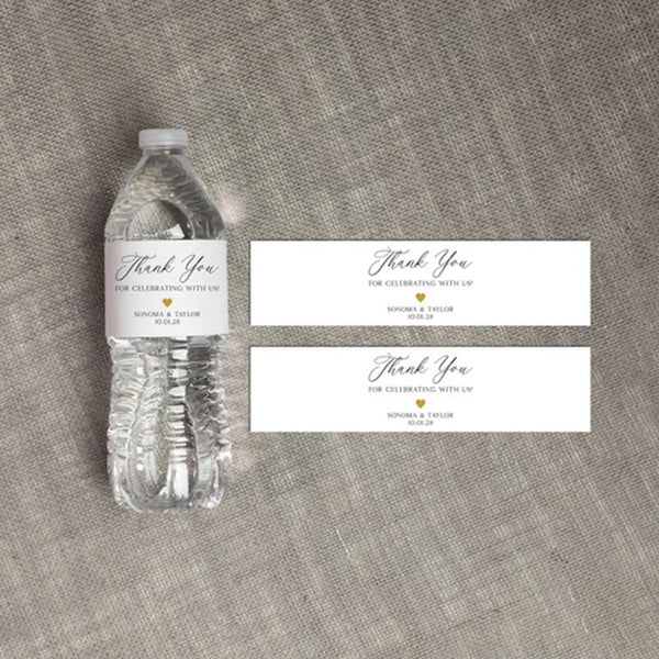 Wedding Water Bottle Label - Thank You Water Bottle Labels, Personalized Waterproof Label