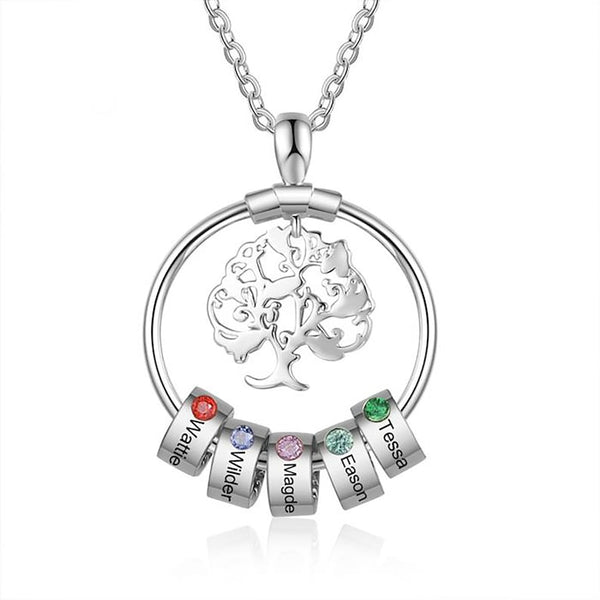 Birthstone Necklace, Family Necklace, Circle Necklace, Family Tree Necklace, Mother's Day Gift, Mother Jewelry, Grandmother Necklace