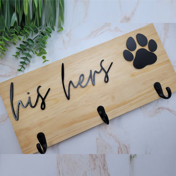 His Hers Dog Key Holder | Personalized Key Holder | Dog Lover Gift | Dog Decor | Housewarming Gift for Couple | Dog Leash Holder For Wall