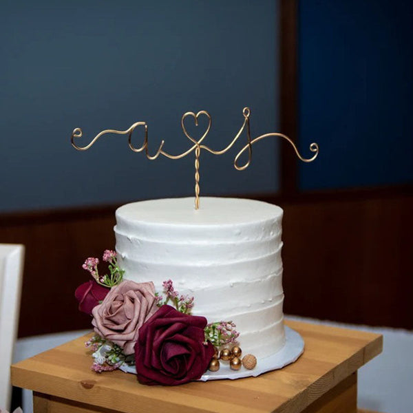 Minimalist Initials Wedding Cake Topper - Custom Wedding Cake Topper