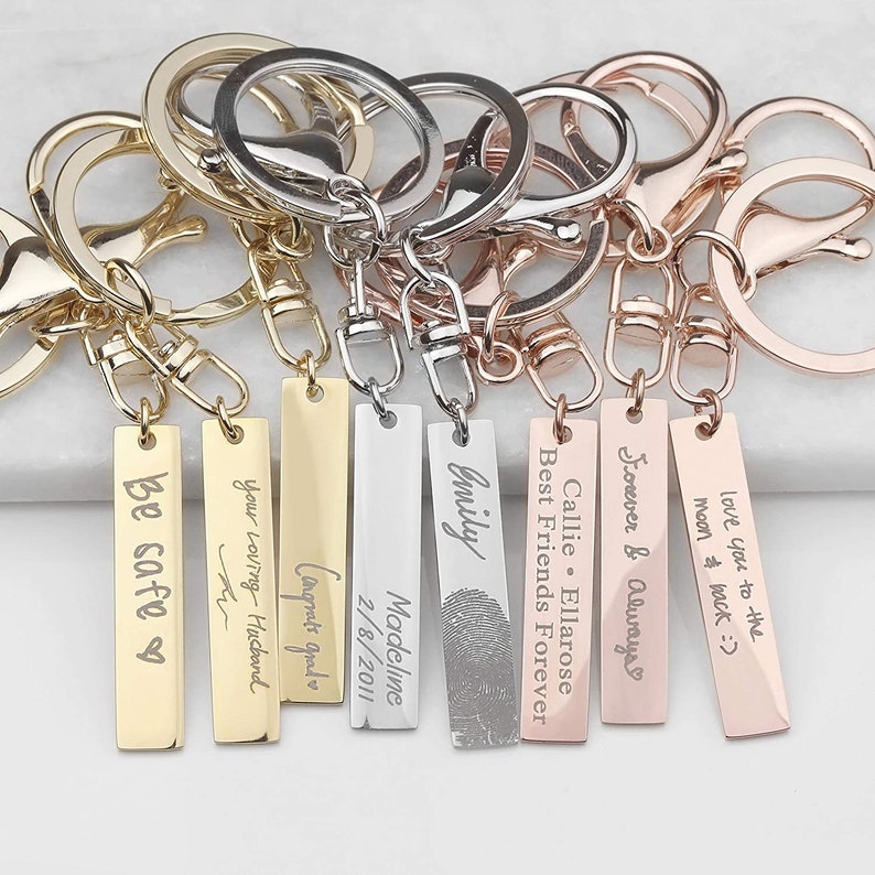 Engraved Personalized Gift for Him Personalized Bar Key Chain Gifts for Step Dad Custom Keychain