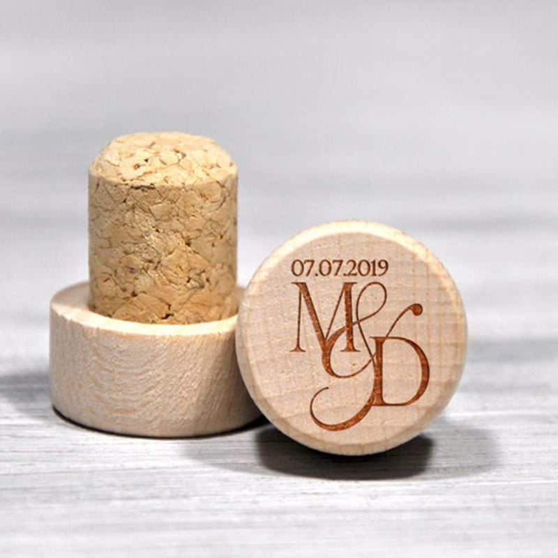 Personalized Wine Bottle Stopper, Cork Bottle Stopper, Custom Wine Stopper Wedding Favors, Set Of 5