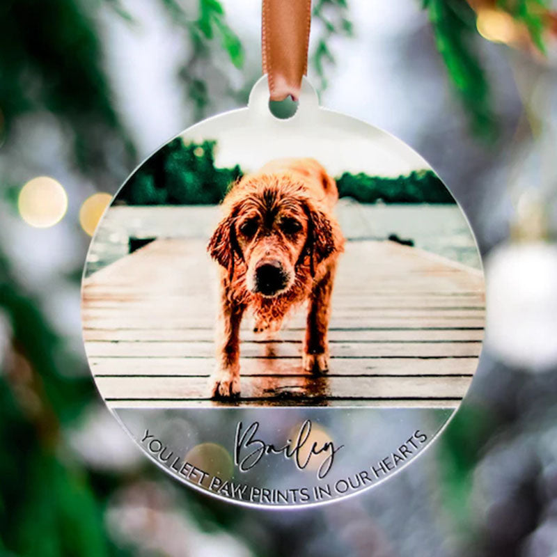 Photo Ornaments, Dog Lovers Memorial Gift, Custom Pet Memorial Ornament