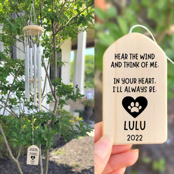 Personalized Wind Chimes | Pet Memorial Gift Chime | Always in Your Heart | Custom Wind Chime